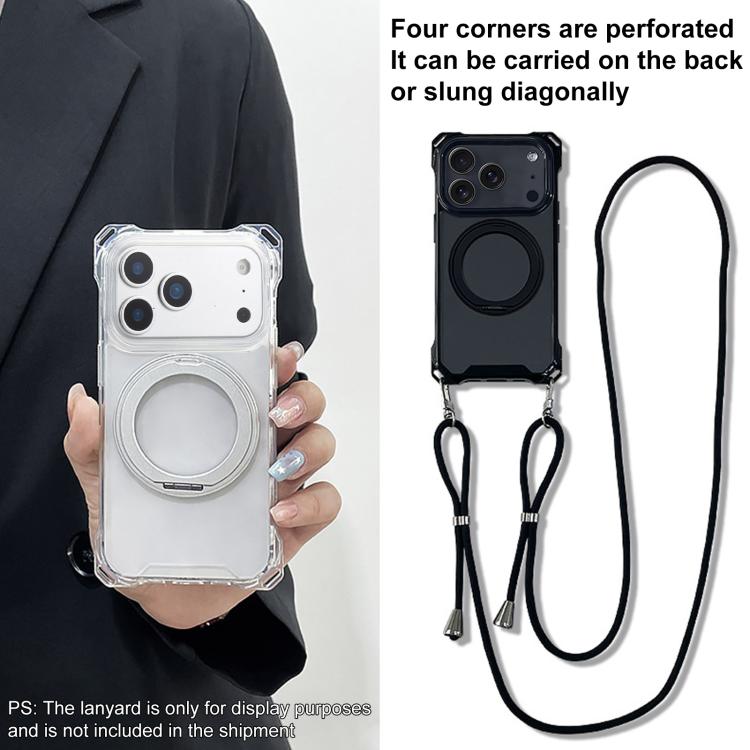 For iPhone 17 Pro XDcase Pivot Stand Four-Corner Hole Magnetic Phone Case, Lanyard Not Included