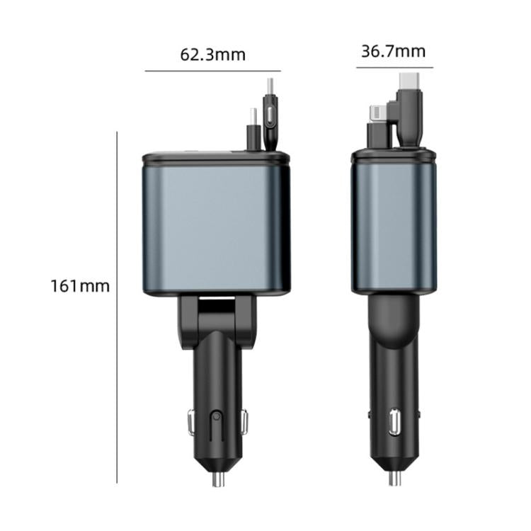 F9 Car MP3 Bluetooth Player Fast Charger with Retractable Cable - Black