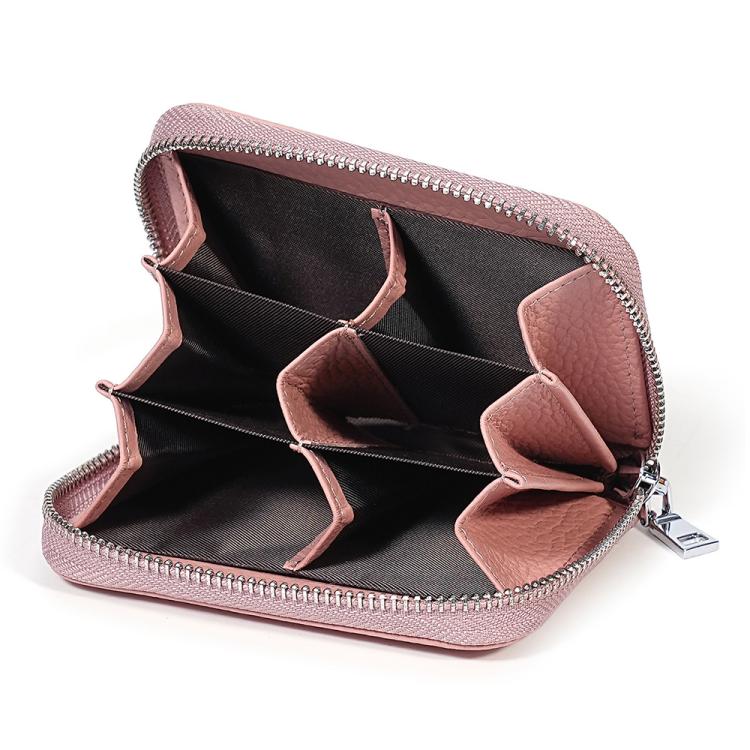 Mini RFID Anti-theft Genuine Leather Zipper Card Bag