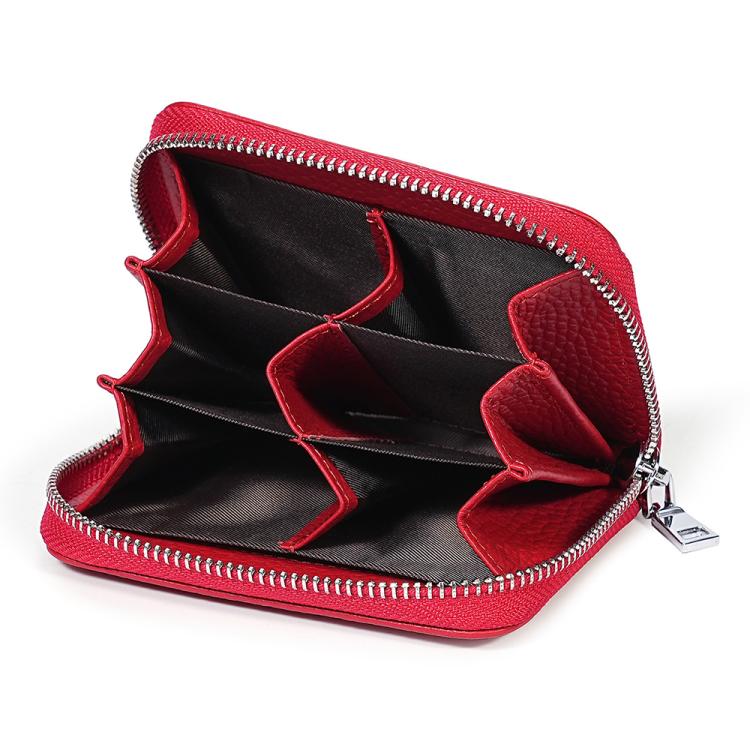 Mini RFID Anti-theft Genuine Leather Zipper Card Bag