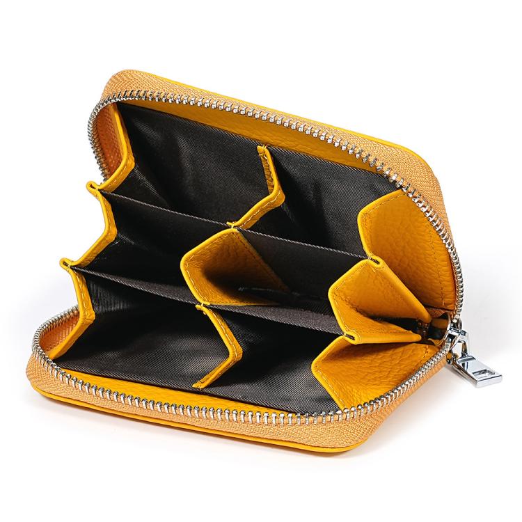 Mini RFID Anti-theft Genuine Leather Zipper Card Bag