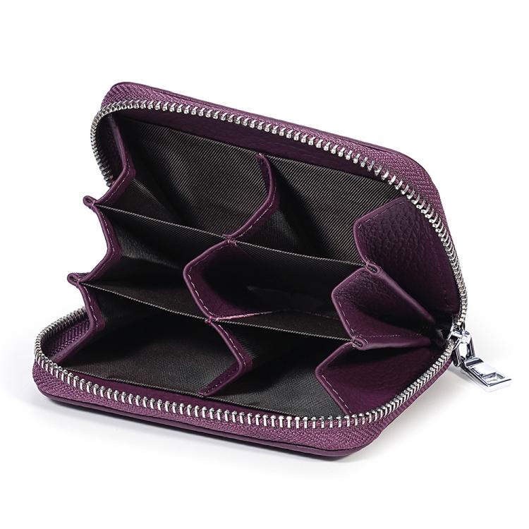 Mini RFID Anti-theft Genuine Leather Zipper Card Bag