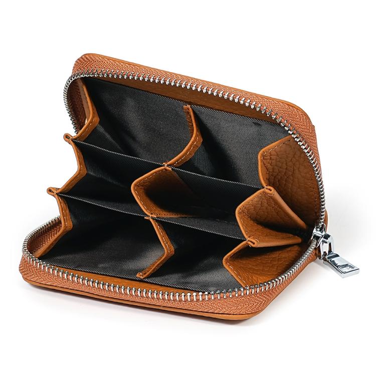 Mini RFID Anti-theft Genuine Leather Zipper Card Bag