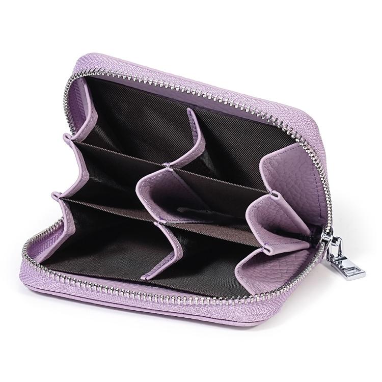 Mini RFID Anti-theft Genuine Leather Zipper Card Bag