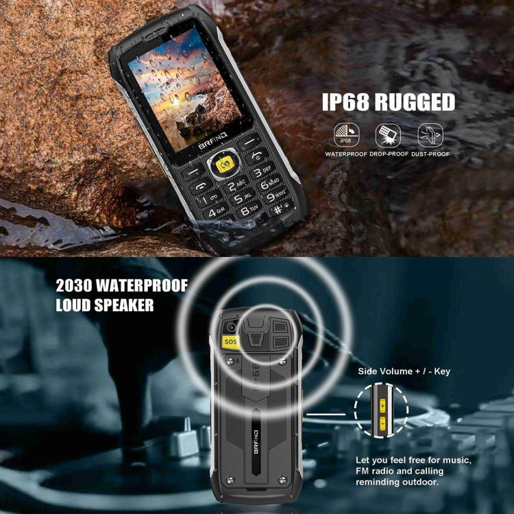 HP289 4G IP68 Rugged Phone, 2.8 inch, 4500mAh Battery, Network: 4G, BT, FM, SOS, Torch, Plug:EU Plug - Black