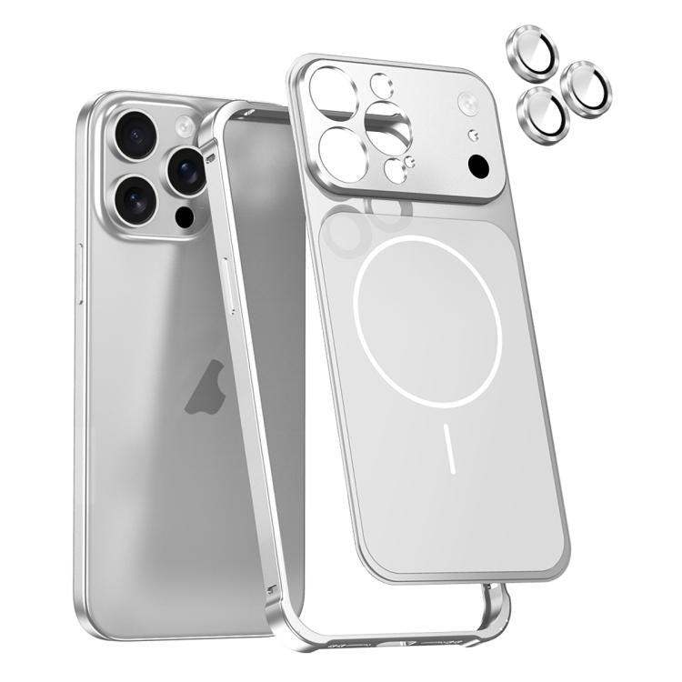For iPhone 15 Pro Change to 17 Series X1 Metal Frame + Lens Magnetic Phone Case
