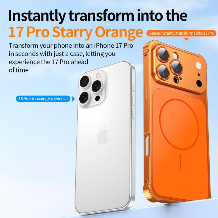 For iPhone 16 Pro Max Change to 17 Series X1 Metal Frame + Lens Magnetic Phone Case