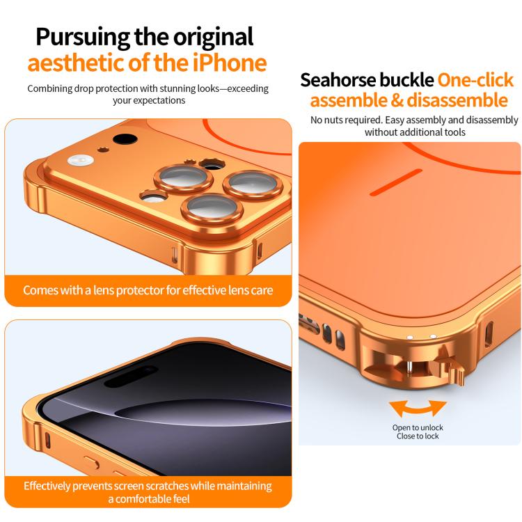 For iPhone 13 Pro Max Change to 17 Series X1 Metal Frame + Lens Magnetic Phone Case