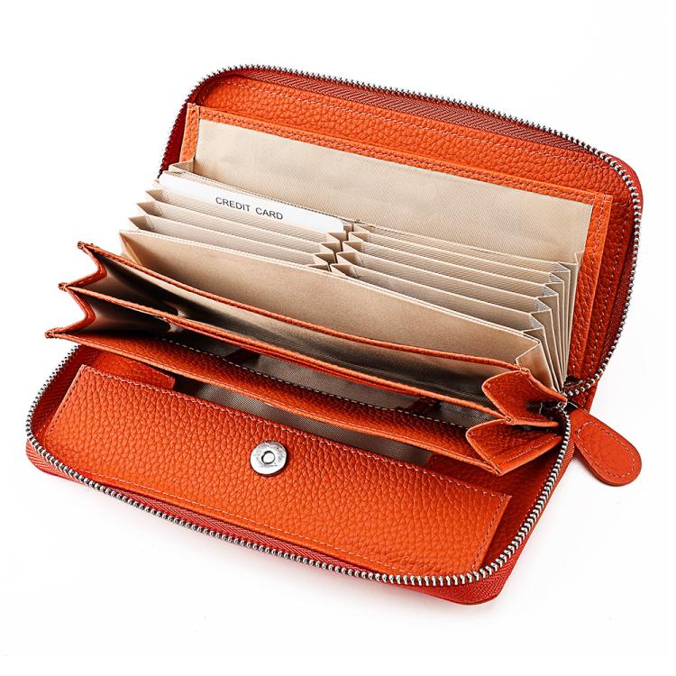 Genuine Leather RFID Anti-theft Accordion Zipper Coin Purse