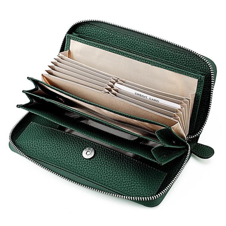 Genuine Leather RFID Anti-theft Accordion Zipper Coin Purse