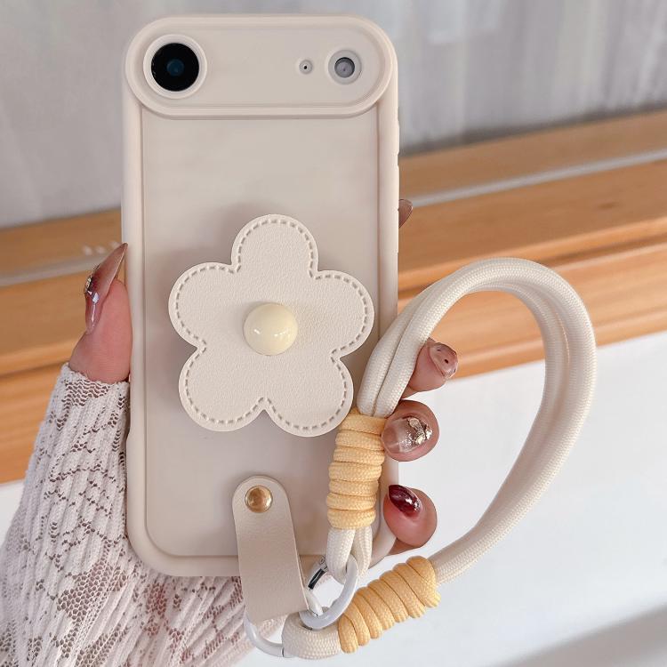 For iPhone Air Floral Holder TPU Phone Case with PU Buckle Lanyard