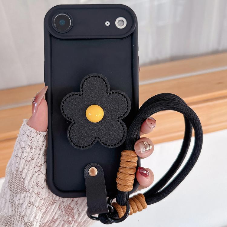 For iPhone Air Floral Holder TPU Phone Case with PU Buckle Lanyard