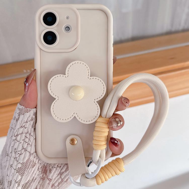For iPhone 12 Floral Holder TPU Phone Case with PU Buckle Lanyard