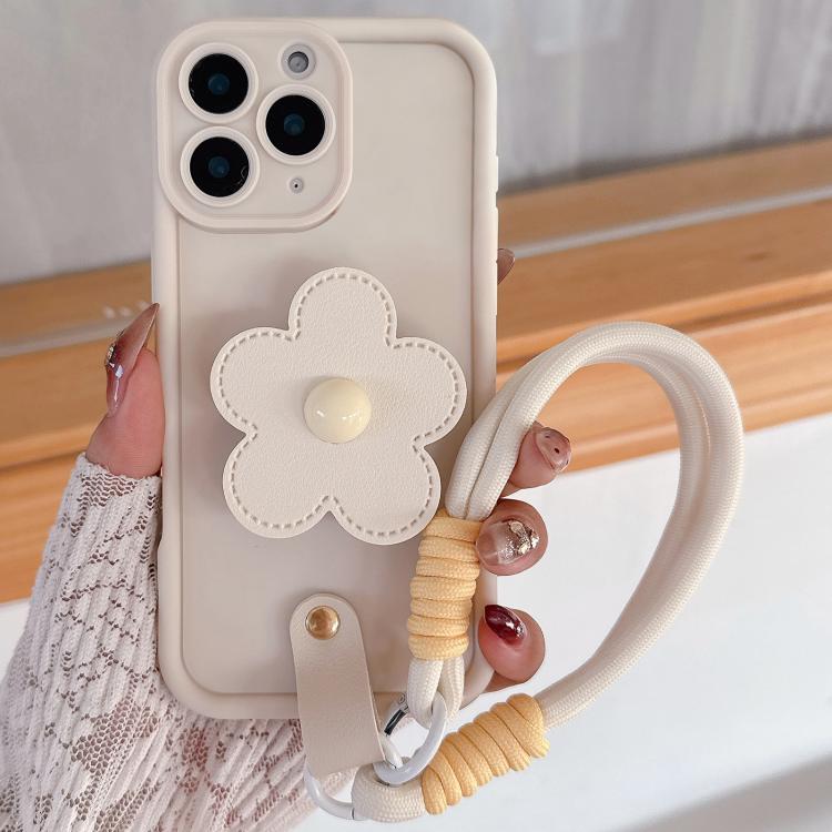 For iPhone 11 Pro Max Floral Holder TPU Phone Case with PU Buckle Lanyard