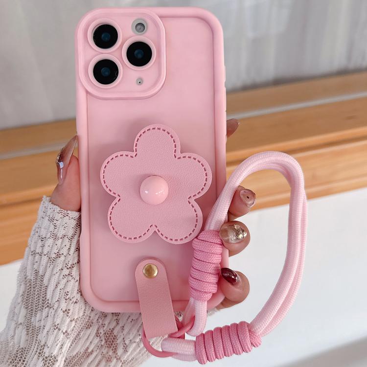 For iPhone 11 Pro Floral Holder TPU Phone Case with PU Buckle Lanyard