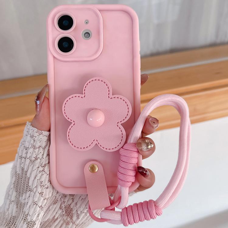 For iPhone 11 Floral Holder TPU Phone Case with PU Buckle Lanyard