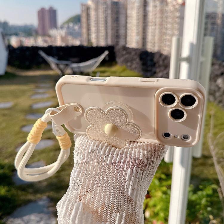 For iPhone 17 Pro Max Floral Holder TPU Phone Case with PU Buckle Lanyard