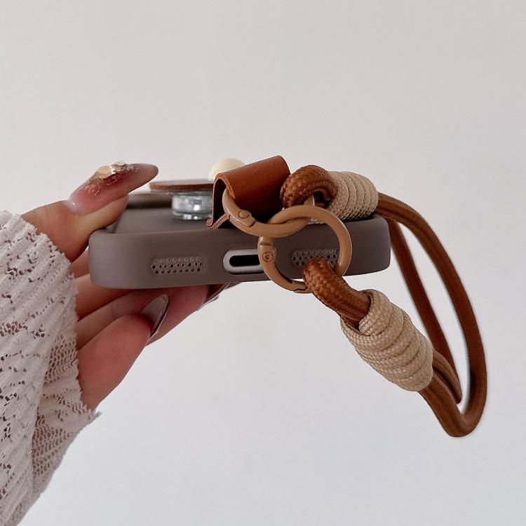 For iPhone 12 Pro Floral Holder TPU Phone Case with PU Buckle Lanyard