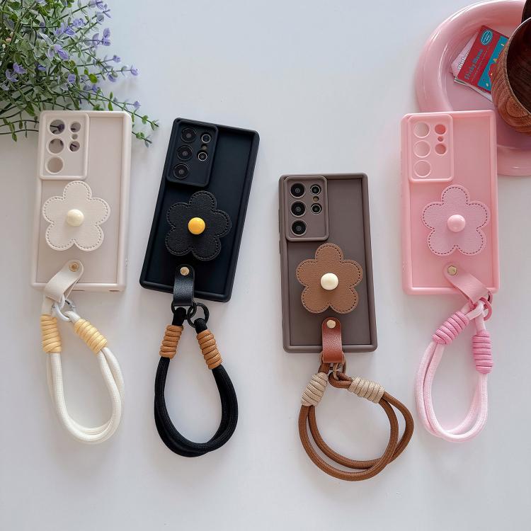 For Samsung Galaxy A36 5G Floral Holder TPU Phone Case with PU Buckle Lanyard