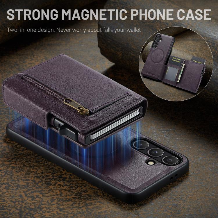 For Samsung Galaxy S26+ 5G Fierre Shann Oil Wax Vegan Leather Magnetic Card Holder Back Phone Case
