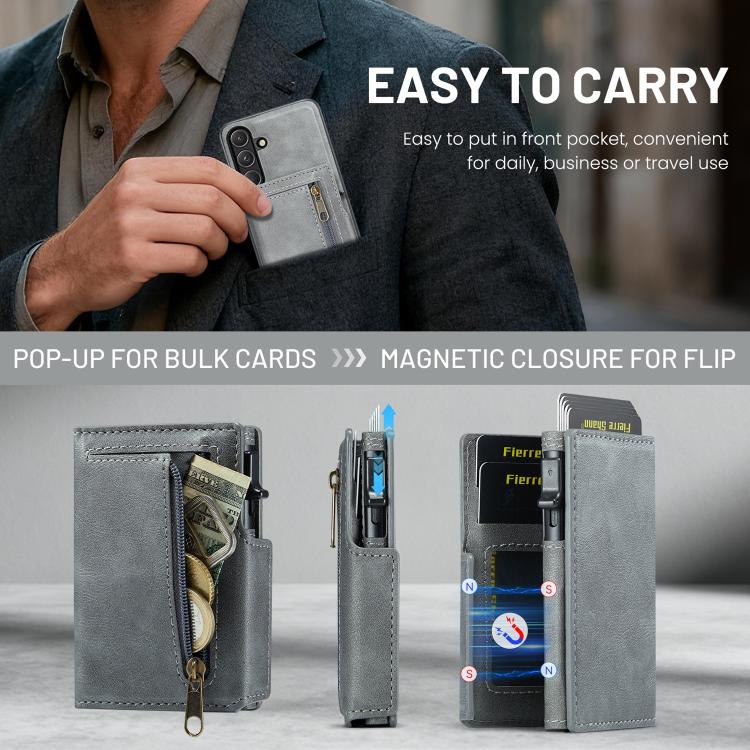For Samsung Galaxy S26+ 5G Fierre Shann Oil Wax Vegan Leather Magnetic Card Holder Back Phone Case
