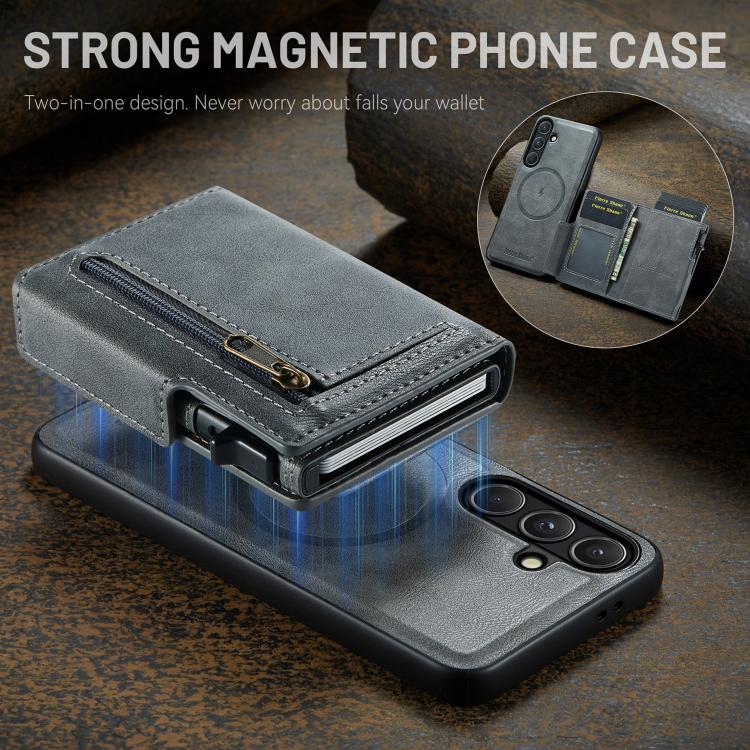 For Samsung Galaxy S26+ 5G Fierre Shann Oil Wax Vegan Leather Magnetic Card Holder Back Phone Case
