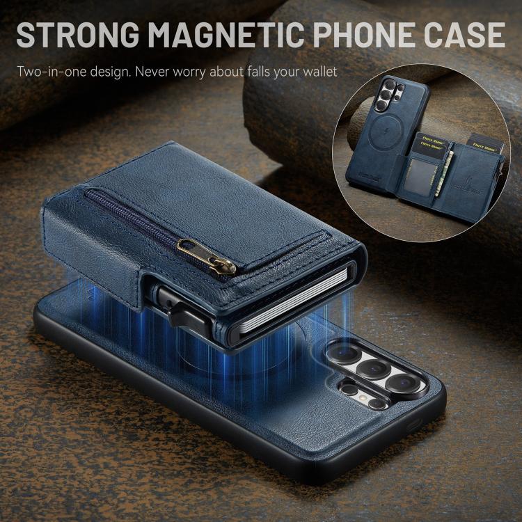 For Samsung Galaxy S26 Ultra 5G Fierre Shann Oil Wax Vegan Leather Magnetic Card Holder Back Phone Case