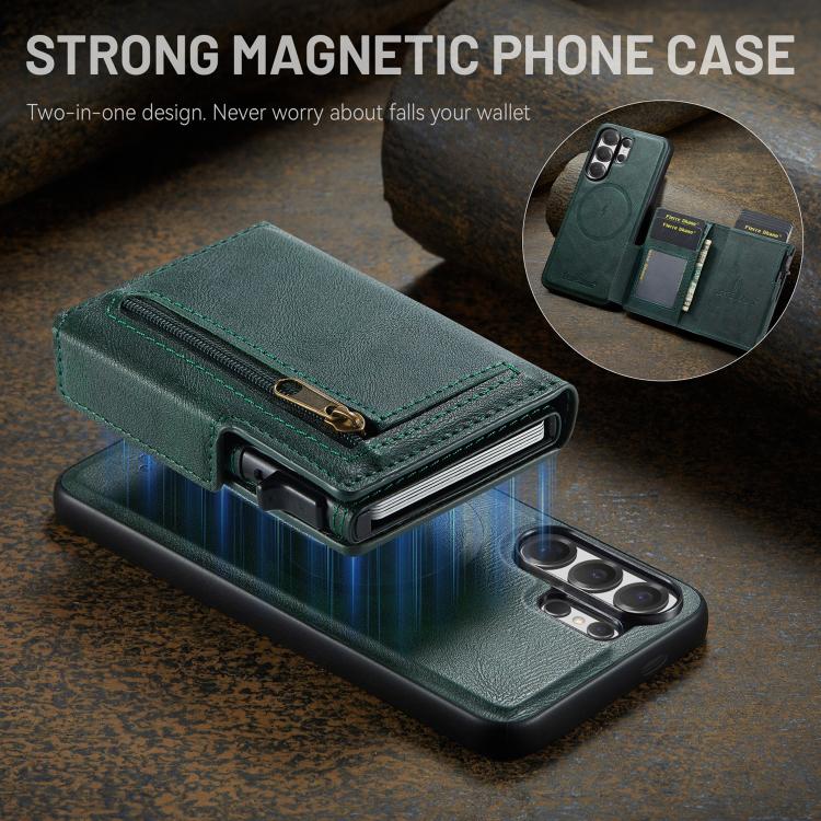 For Samsung Galaxy S26 Ultra 5G Fierre Shann Oil Wax Vegan Leather Magnetic Card Holder Back Phone Case