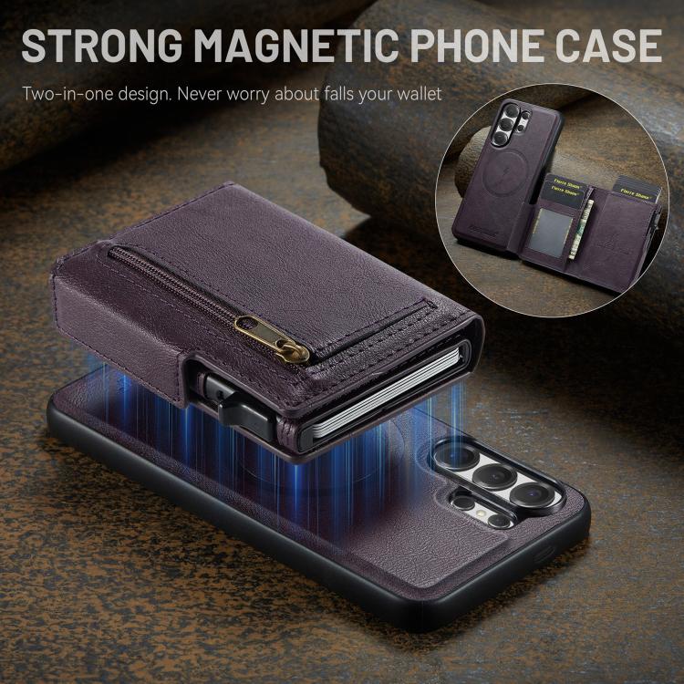 For Samsung Galaxy S26 Ultra 5G Fierre Shann Oil Wax Vegan Leather Magnetic Card Holder Back Phone Case