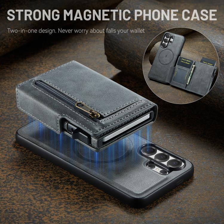 For Samsung Galaxy S26 Ultra 5G Fierre Shann Oil Wax Vegan Leather Magnetic Card Holder Back Phone Case
