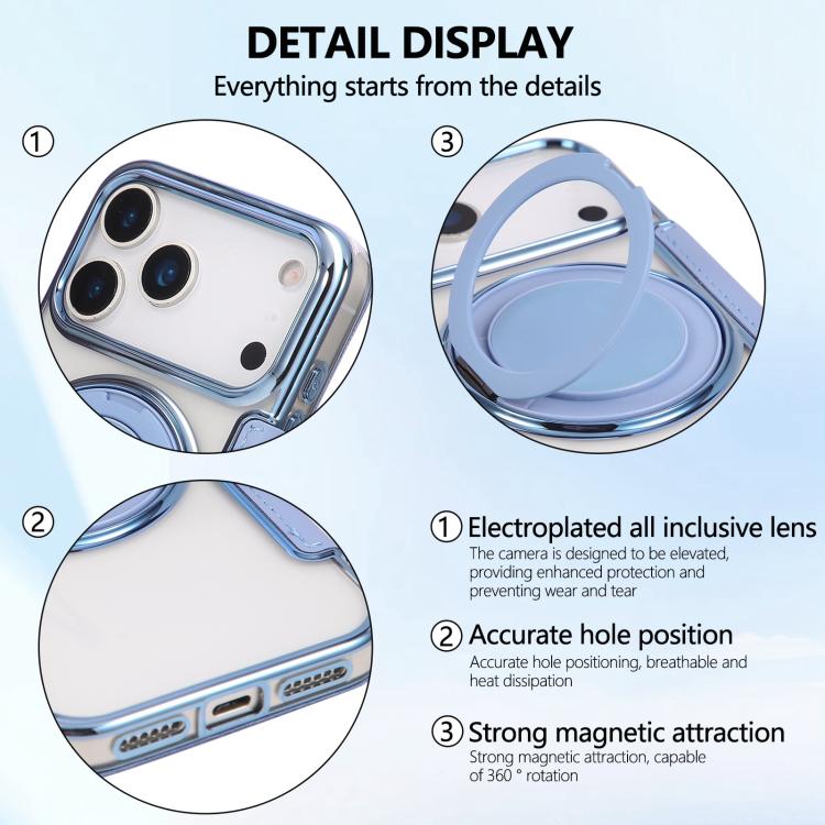 For iPhone 17 Pro Max Ultra-thin Rotation Holder Magnetic Plating Vegan Leather Phone Case