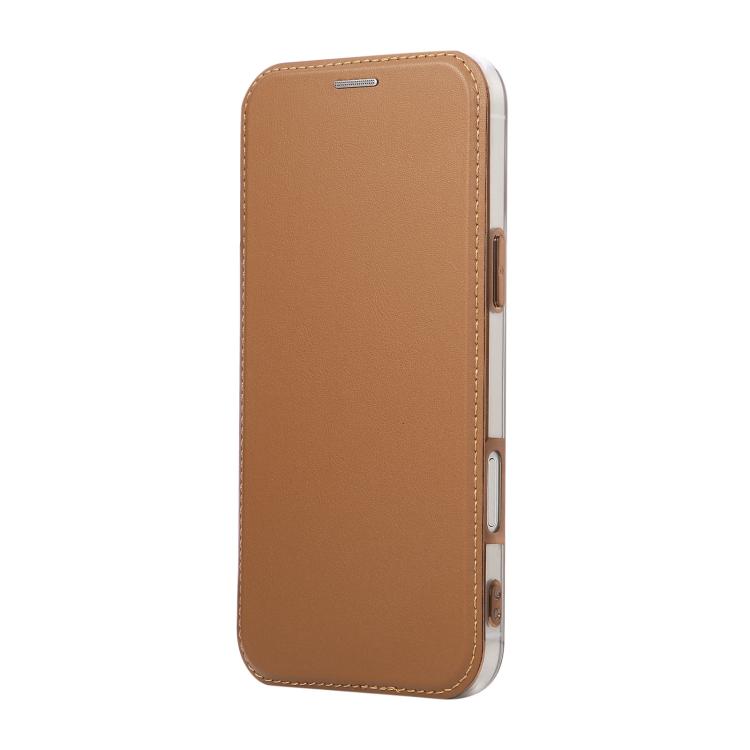 For iPhone 17 Pro Ultra-thin Rotation Holder Magnetic Plating Vegan Leather Phone Case