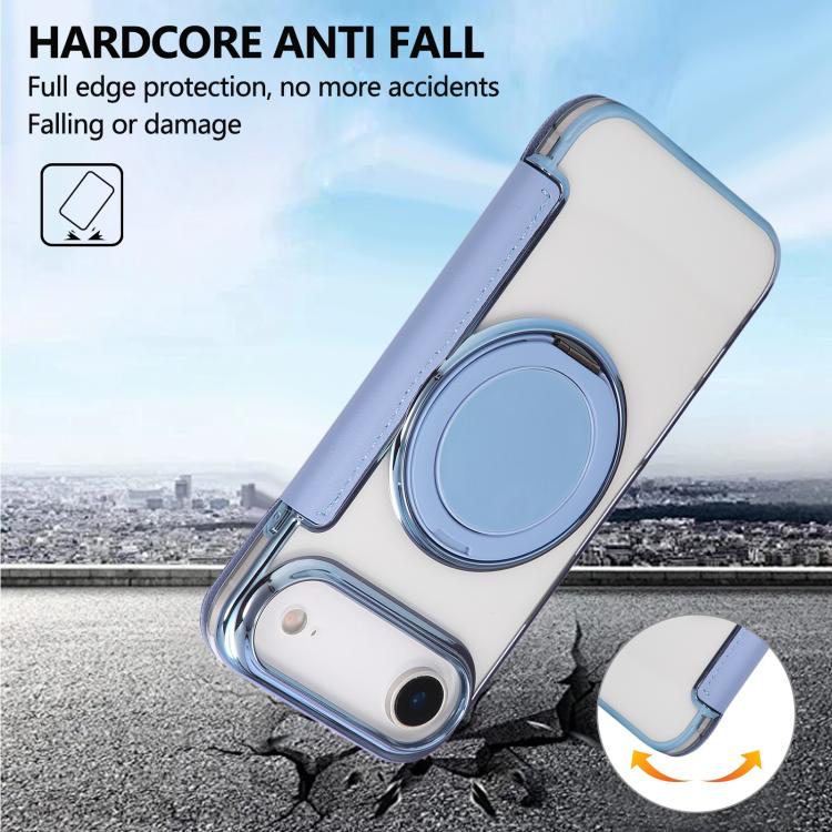 For iPhone Air Ultra-thin Rotation Holder Magnetic Plating Vegan Leather Phone Case