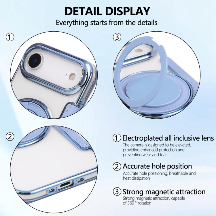 For iPhone Air Ultra-thin Rotation Holder Magnetic Plating Vegan Leather Phone Case
