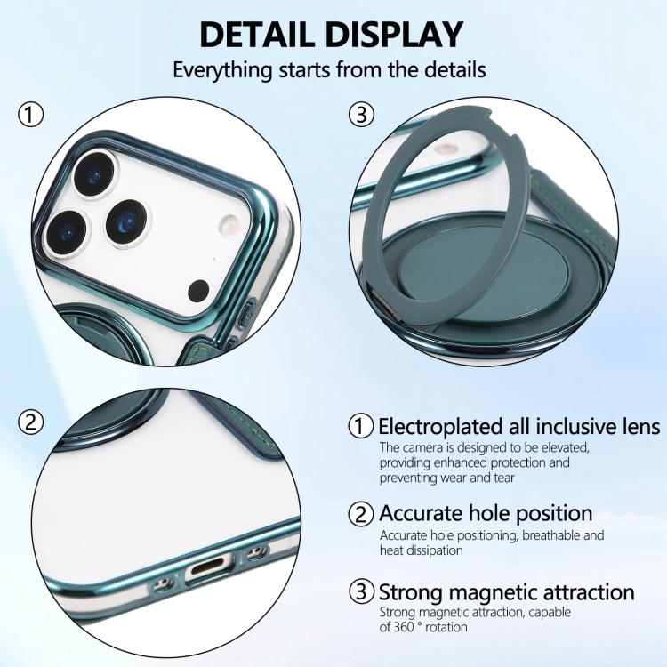For iPhone Air Ultra-thin Rotation Holder Magnetic Plating Vegan Leather Phone Case
