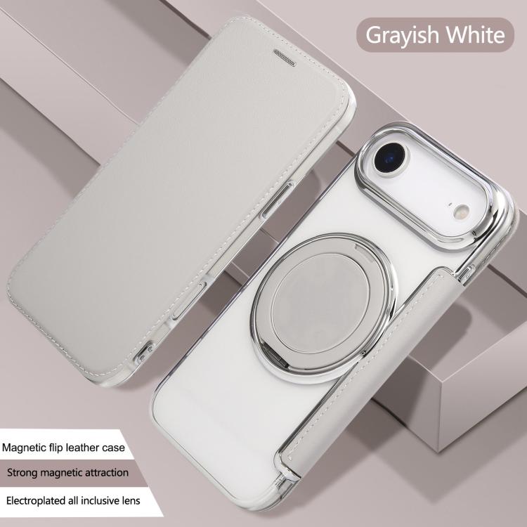 For iPhone Air Ultra-thin Rotation Holder Magnetic Plating Vegan Leather Phone Case