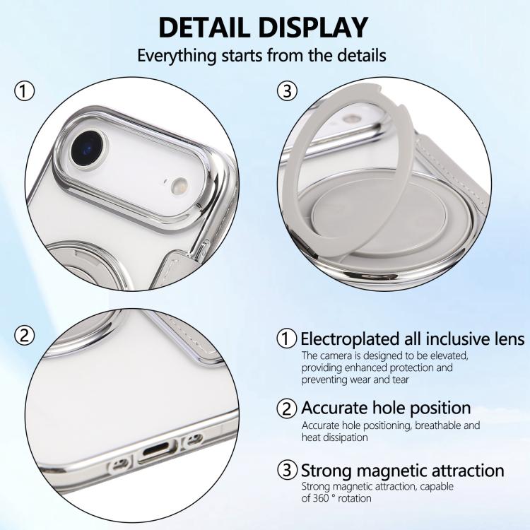 For iPhone Air Ultra-thin Rotation Holder Magnetic Plating Vegan Leather Phone Case