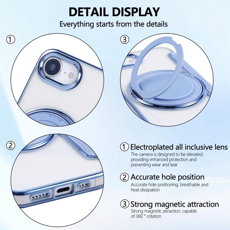 For iPhone 17e / 16e Ultra-thin Rotation Holder Magnetic Plating Vegan Leather Phone Case