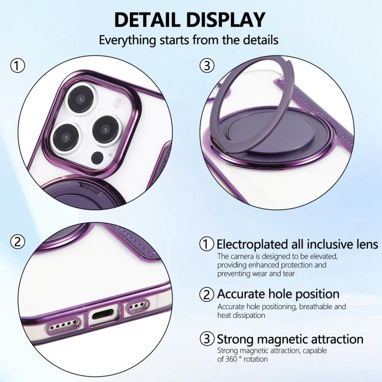 For iPhone 17e / 16e Ultra-thin Rotation Holder Magnetic Plating Vegan Leather Phone Case