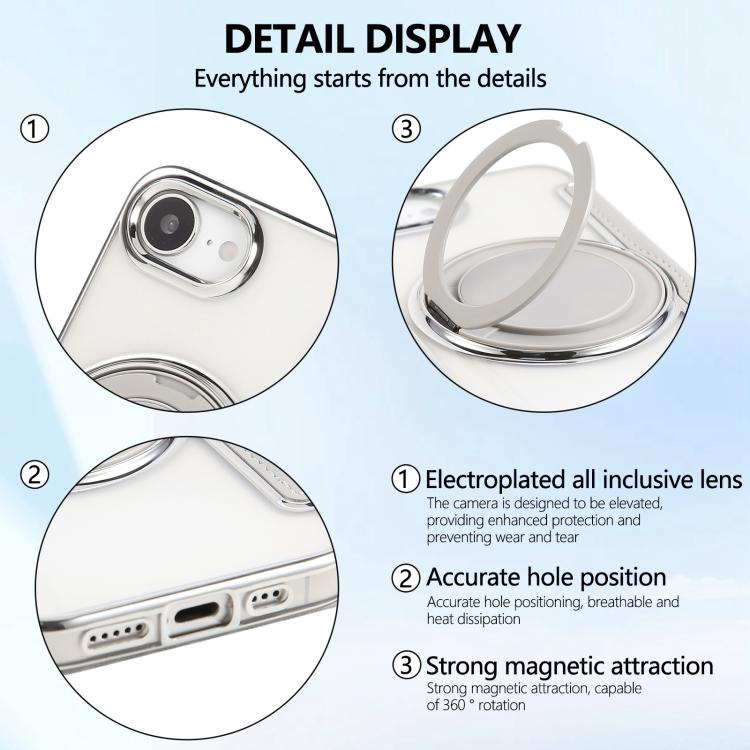 For iPhone 17e / 16e Ultra-thin Rotation Holder Magnetic Plating Vegan Leather Phone Case