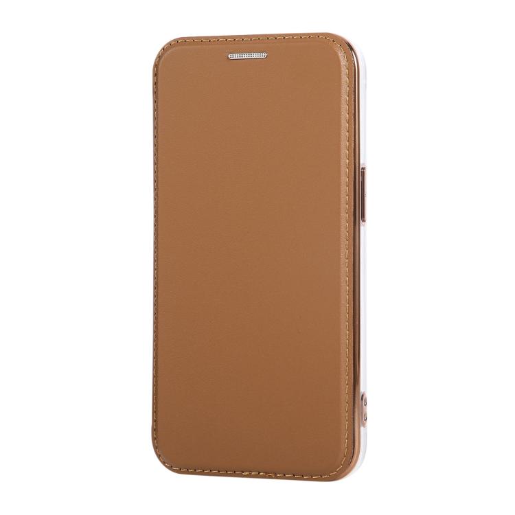 For iPhone 15 Ultra-thin Rotation Holder Magnetic Plating Vegan Leather Phone Case
