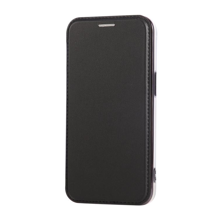 For iPhone 14 Pro Max Ultra-thin Rotation Holder Magnetic Plating Vegan Leather Phone Case