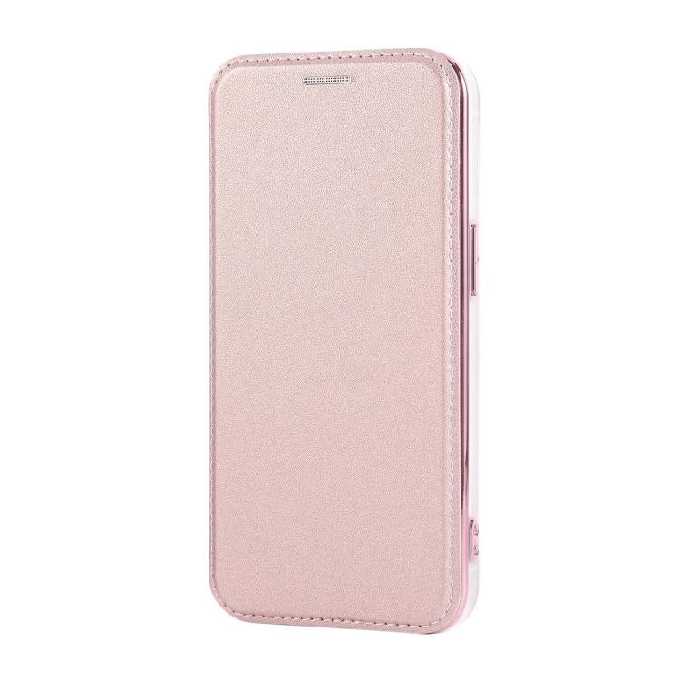 For iPhone 13 Pro Ultra-thin Rotation Holder Magnetic Plating Vegan Leather Phone Case