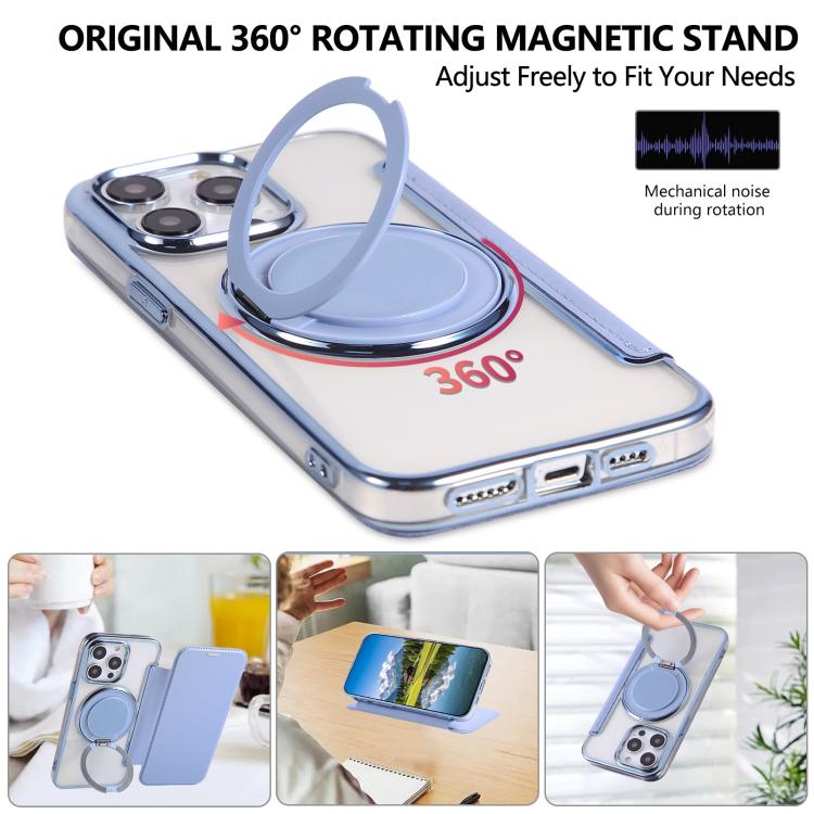 For iPhone 12 Pro Max Ultra-thin Rotation Holder Magnetic Plating Vegan Leather Phone Case