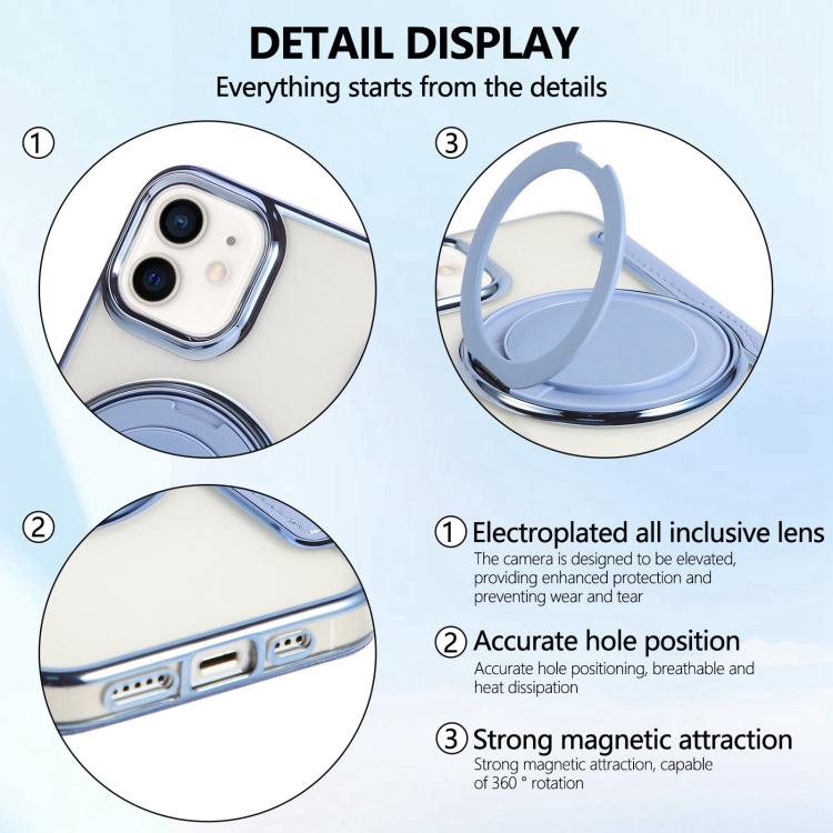 For iPhone 12 / 12 Pro Ultra-thin Rotation Holder Magnetic Plating Vegan Leather Phone Case