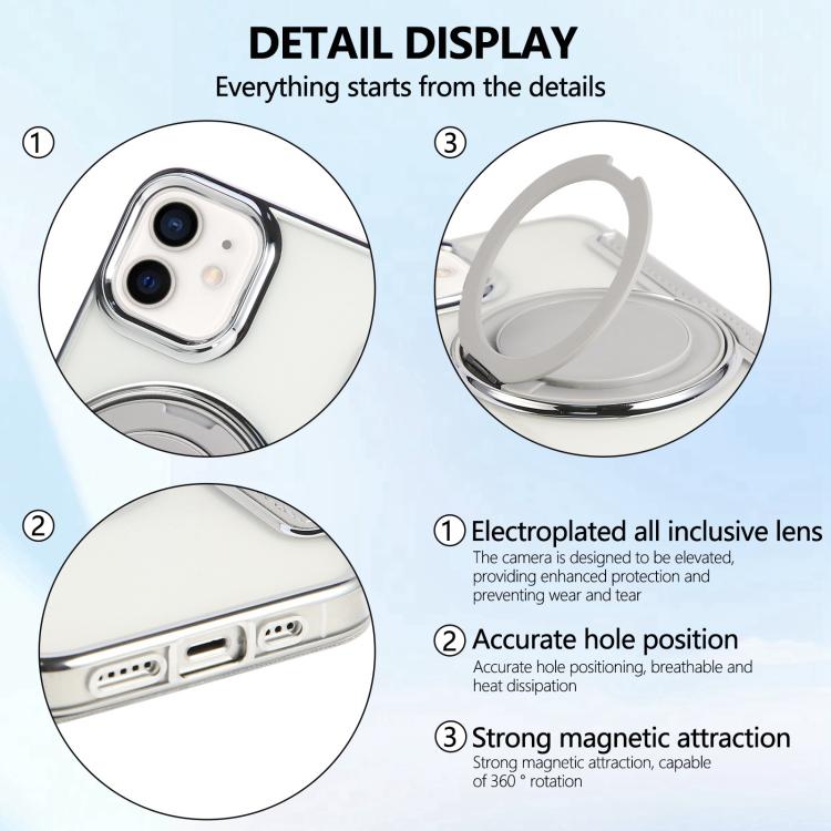 For iPhone 12 / 12 Pro Ultra-thin Rotation Holder Magnetic Plating Vegan Leather Phone Case
