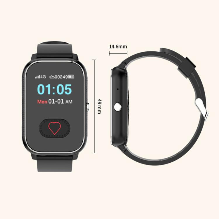 FA96S 1.0-inch Screen 4G Network GPS Tracking Elderly Care Smart Watch, Model:Eurasia-Africa Version - Black