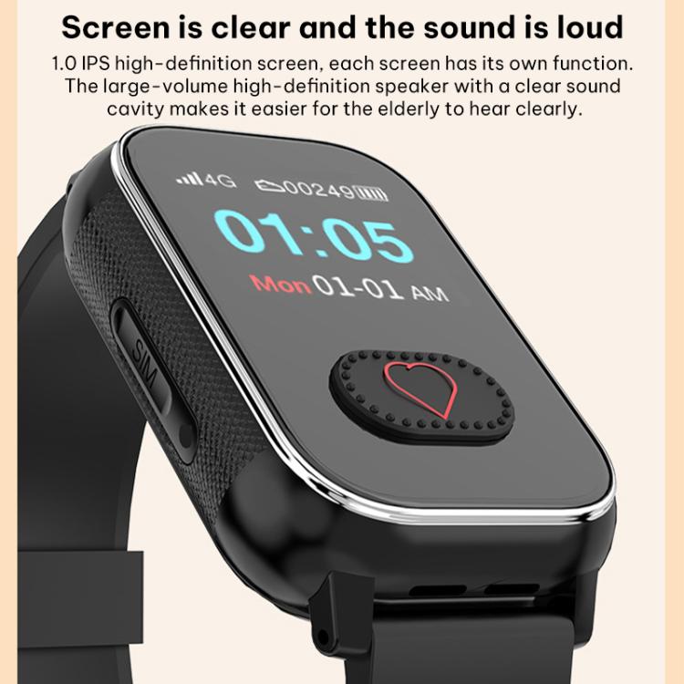 FA96S 1.0-inch Screen 4G Network GPS Tracking Elderly Care Smart Watch, Model:Eurasia-Africa Version - Black
