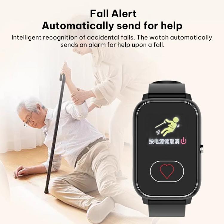 FA96S 1.0-inch Screen 4G Network GPS Tracking Elderly Care Smart Watch, Model:Eurasia-Africa Version - Black