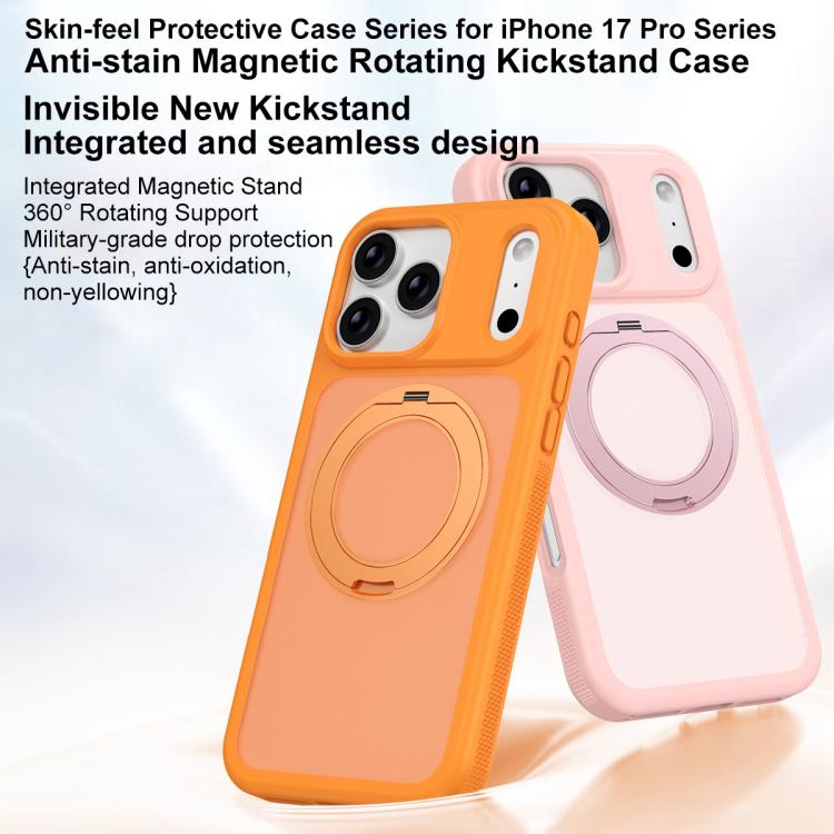 For iPhone 17 Pro Max Skin-friendly Anti-Stain Rotating Holder Magnetic Armor Phone Case